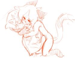 augustus_(bcb) bittersweet_candy_bowl blush bodily_fluids body_pillow crying curled_tail daisy_(bcb) dakimakura dakimakura_design dakimakura_pillow ears_back ears_down felid feline felis hair humping male mammal multicolored_body pawpads pillow pivoted_ears sad short_hair solo tagme tail tears two_tone_body unknown_artist white_body