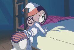 ass bed diaper diaper_fetish little_witch_academia looking_at_viewer pajamas sucy_manbavaran