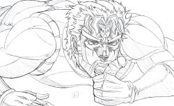 cock_worship david_productions jojo's_bizarre_adventure joseph_joestar licking licking_penis male_only monochrome old_joseph old_man penis stardust_crusaders