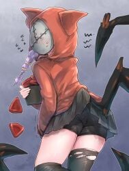 1girls ass black_skirt black_thighhighs blush clothing cute dbd dead_by_daylight female long_hair pink_hair skirt skirt_lift susie_(dead_by_daylight) the_legion thighhighs upskirt