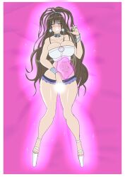 annon beltskirt bimbo bimbofication choker collar degrading_accessory female high_heels huge_ass huge_breasts navel slut_collar thick_lips thick_thighs to_love-ru wide_hips yuuki_mikan