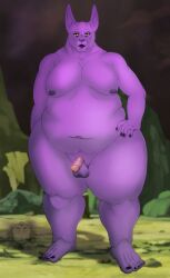 5_fingers 5_toes anthro belly_overhang champa colored_nails domestic_cat dragon_ball dragon_ball_super eyeshadow fat fat_rolls feet felid feline felis fingers flaccid fupa genitals hand_on_hip hi_res lips looking_at_viewer makeup male male_only mammal moobs nails narrowed_eyes navel nipples nude obese obese_male overweight overweight_male penis shaded small_penis solo thick_bottom_lip thick_neck thick_thighs toes vincentdraws watermark wide_hips