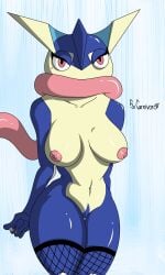 1girls anthro big_breasts blue_skin breasts busty elsrcarnivoro female female_only frog_girl greninja humanoid monster_girl nipples pink_eyes pink_nipples pokémon_(species) pokemon pokemon_(species) pussy solo solo_female two_tone_skin vagina