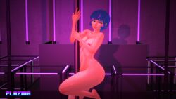 juno_(overwatch) overwatch plazma_(artist) pole pole_dancing purple_hair solo solo_female