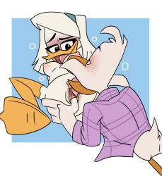 2021 anatid anseriform anthro anthro_on_anthro avian beak bird blue_background blush bottomless breasts cjzilla88 clothed clothing cunnilingus della_duck disney drake_mallard duck ducktales ducktales_(2017) duo feathers female finger_fuck fingering fingering_partner licking male male/female nipples nude oral pac-man_eyes purple_clothing purple_shirt purple_topwear sex shirt spread_legs spreading tongue tongue_out topwear vaginal_penetration white_background white_body white_feathers