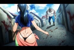 1boy 1girls ai ai_assisted ai_generated approaching big_breasts black_hair cleavage crop_top curvy curvy_female curvy_figure curvy_hips curvy_thighs imminent_attack imminent_rape imminent_sex nico_robin one_piece prussia123 sexy sexy_body sexy_clothing sexy_female sexy_woman skimpy_clothes thick thick_thighs worried_female zombie zombie_boy