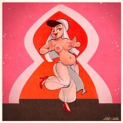 albo arabian arabian_clothes big_breasts black_hair nude nude_female
