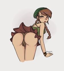 blush brown_eyes brown_hair doggy_position focus_on_ass papa_louie yui_(papa_louie)
