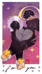 anthro ass_focus big_ass digital_media_(artwork) femboy fishnet_legwear fishnets furry source_request toe_beans toes