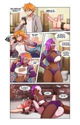 abs ass ass_expansion ass_focus beating bimbo bimbofication brainwashing breast_expansion breast_growth breast_growth_(enlargement) breasts cleavage comic dark-skinned_female ebonization english_text female gender_transformation gigantic_breasts hair_color_change huge_ass huge_breasts identity_death long_hair mind_control mtf_transformation open_mouth rule_63 text thegxjudgement transformation transformation_sequence wide_hips