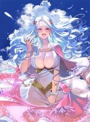 1girls big_breasts blue_hair blue_sky busty clouds crying curvy dress female female_only jewelry long_hair navel nefertari_vivi nori31291404 one_piece sky solo tears transparent_clothing