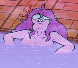 deltarune glasses longer_than_10_seconds pool purple_hair purple_skin relaxing seth_(deltarune) tagme video