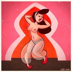 albo arabian arabian_clothes big_breasts black_hair eyes_closed nude nude_female