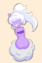 1girls ass butt commissions_open dazzi_(pal) horn palworld purple_skin self_upload silver27 smaller_female white_hair