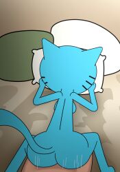 blue_fur cat_humanoid catgirl doggy_style female furry gilf human_on_anthro impstripe male_human/female_anthro male_on_anthro male_pov mary_senicourt milf pov the_amazing_world_of_gumball unseen_male_face