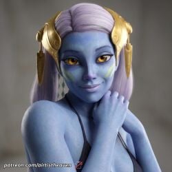 ai_generated airtist alien alien/human alien_girl alien_humanoid bed bedroom bikini bikini_bottom bikini_top blue_body blue_eyes bra clone_wars close-up close_up female female_focus female_only in_bed looking_at_viewer panties pantoran patreon riyo_chuchi star_wars tagme thong underwear