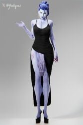 3d amelie_lacroix athletic_futa big_penis dress earrings flaccid_penis foreskin futa_only futanari hand_up high_heels long_penis looking_at_viewer penis_out solo_futa standing studio veiny_penis widowmaker yeetiques