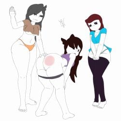 3girls animated ass black_eyes black_hair breasts brown_hair exposed exposed_ass exposed_pussy female female_focus female_only jaiden jaiden_animations jaidenanimations jaidens_mom let_me_explain_studios milf mob_face mother mother_and_daughter mr_lewdologist multiple_girls nipple_slip panties panties_down rebecca_parham red_ass spank_marks spanking spanking_ass thick_thighs thong white_body youtube youtuber