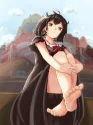 barefoot black_clover bob_cut cute feet foot_fetish fully_clothed horns long_dress no_panties no_shoes no_sleeves red_eyes secre_swallowtail serious_look short_hair toes