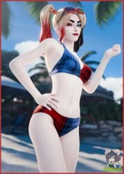beach bra clown clown_girl clussy dc_comics fortnite harley_quinn harley_quinn_(fortnite) panties slymyguy swimsuit tagme white_body white_skin