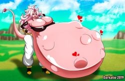 android_21 belly big_belly breasts cleavage darkatio dragon_ball dragon_ball_z female fetal_movement huge_belly huge_breasts hyper_pregnancy large_breasts majin_android_21 pink_skin pregnant vore white_hair