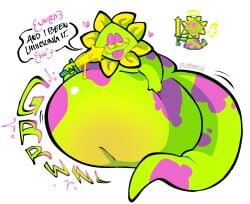 belly belly_button big_belly big_tail burping butterslug deltarune dialogue fat floradinn hiccuping looking_away navel stomach_noises tail weight_gain