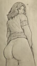 1girls 2d 2d_(artwork) ass ass_focus bandai_namco big_ass big_thighs curvy dimples_of_venus drawing dress dress_lift elden_ring female female_focus female_only fromsoftware heart heart_symbol hearts_around_head looking_at_viewer looking_over_shoulder low-angle_view melina_(elden_ring) nervous nervous_smile one_eye_closed self_upload shoulder_length_hair smile smiling smiling_at_viewer solo solo_female solo_focus thighs traditional_media_(artwork) voluptuous voluptuous_female