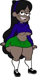 african_female ass black_hair blackmorty_(artist) braces breasts bubble_ass bubble_butt dark-skinned_female dark_skin disney disney_channel disney_xd edit female female_front-view female_front_angle female_front_view female_only front-view_female front_angle_female front_view_female gravity_falls huge_ass looking_at_viewer mabel_pines massive_ass race_swap skirt transparent_background underboob