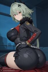 1female 1girl 1girls 2026 ai_generated artist_name ass bangs belt big_ass big_breasts black_gloves black_thighhighs breasts caesar_king caesar_king_(zenless_zone_zero) closed_mouth curvy from_behind fur_trim gloves green_hair hair_between_eyes hair_ornament hi_res high_quality high_resolution highres huge_ass huge_breasts jacket large_breasts long_hair long_sleeves looking_at_viewer looking_back patreon patreon_username shorts sitting smile solo thighhighs thighs unjobdespiert watermark yellow_eyes zenless_zone_zero