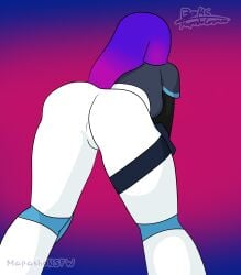 ass big_ass big_hips bodysuit clothing female_only gamer_girl glitch_techs long_hair mapashonsfw miko_kubota otaku purple_hair smooth_skin white_clothing