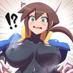 1girls aile big_breasts bodysuit bouncing_breasts breasts clothed clothes clothing erect_nipples female female_only front_view humanoid jiggle large_breasts mega_man mega_man_zx_advent noburockman solo solo_female tagme