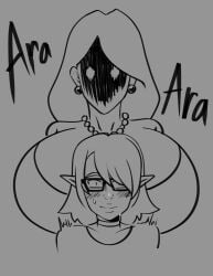 ara_ara artist_request blush dimitri_monroe earrings femboy femboy_on_female glasses huge_breasts milf necklace