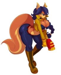 ass_cleavage butt_crack carmelita_fox fox_girl furry gun shock_pistol sly_cooper_(series) smooth_fur solo_female sssonic2