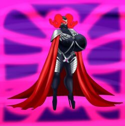 1girls annon armor atlus bimbo black_skin breasts cape cleavage female female_only high_heels huge_breasts marie_(persona_4) mask megami_tensei nipples persona persona_4 persona_4_the_golden solo thick_thighs wide_hips