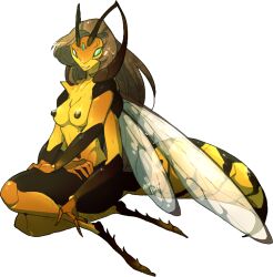 4_arms alpha_channel antennae_(anatomy) anthro arthropod breasts darling_(artist) female hair hymenopteran insect_wings insects multi_arm multi_limb nipples non-mammal_breasts nude smile solo wasp wings