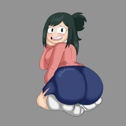 big_ass big_butt blush bootiehound huge_ass huge_butt inko_midoriya looking_at_viewer looking_back mature_female milf mother my_hero_academia skirt socks sweater