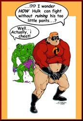 2boys ass backsack balls barefoot black_hair boots bottomless bruno_b chubby crossover disney erect_nipples erect_nipples_under_clothes gay ginger_hair gloves green_skin hairy_balls hanging_cock hiding_penis hulk male male_only marvel mask mr._incredible multiple_males paint paint_roller painting_body pants_removed penis pixar robert_parr shirt_up straight_hair superhero tagme testicles the_incredibles tongue_out yaoi