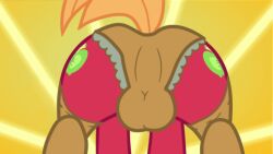 ass backsack balls big_macintosh_(mlp) clothing cutie_mark earth_pony equid equine feral feral_only friendship_is_magic hasbro horse legwear male male_only mammal my_little_pony panties pony red_body stockings tail tiarawhy underwear