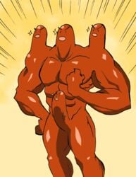 abs anthro artist_request brown_body brown_penis brown_skin conjoined dugtrio erection innuendo living_penis male male_only multi_head muscle nintendo penis penis_with_face pokemon sentient_penis sexually_suggestive solo veins veiny_penis what