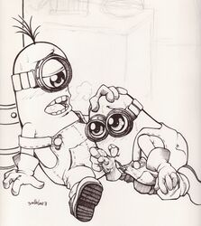 10s 2010 2010s despicable_me gay illumination_entertainment male male_only minion monochrome penis sketch uncolored universal_pictures universal_studios yaoi