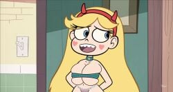 big_breasts blonde_hair blue_eyes choker cleavage conscious disney disney_channel disney_xd edit edited headband heart_cheeks huge_breasts large_breasts micro panties round_teeth screencap screenshot screenshot_edit sexually_suggestive star_butterfly star_vs_the_forces_of_evil steca thelazyart tight_clothing tight_top underboob yellow_hair