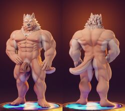 3d_(artwork) abs absurd_res anthro ass back_muscles canid canine canis digital_media_(artwork) fangs foreskin genitals hi_res humanoid_genitalia humanoid_penis lifewonders male male_only maligma5 mammal marchosias_(tokyo_afterschool_summoners) muscular muscular_anthro muscular_male nipples nude pecs penis solo tokyo_afterschool_summoners video_games wolf