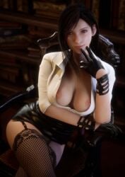 2160p 3840x2160 3d 4k black_hair breasts chair clothed_female final_fantasy final_fantasy_vii final_fantasy_vii_remake gloves juicyneko large_breasts leggings light-skinned_female long_hair red_eyes sitting square_enix tifa_lockhart wallpaper