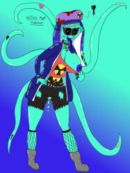 anthro big_breasts biohazard_symbol huge_breasts inkling inkling_girl radioactive ripped_clothing splatoon tentacle wet_pussy