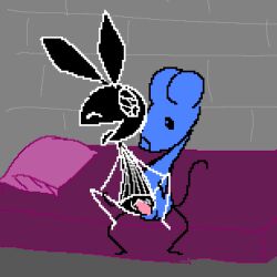 1:1 anthro balls bed blue_body clothing digital_media_(artwork) dress duo erection female female_penetrated furniture genitals hi_res lagomorph leporid male male/female male_penetrating male_penetrating_female mammal mouse muffinlewds murid murine nude on_bed open_mouth penetration penile penis pixel_art polygons pussy rabbit rat rodent sewer_rave sex smile spread_legs spreading tongue tongue_out vaginal_penetration vib-ribbon vibri video_games