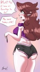 angry anus ass big_breasts black_eyes brown_hair condom female huge_ass jaiden jaiden_animations maoricl shirt shorts youtube youtuber