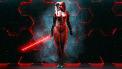 1girls 3d abs alien alien_girl arm_gloves athletic_female background boots choker dark_side darth_talon el-recondite_(artist) facing_viewer female female_only fit_female footwear functionally_nude gloves humanoid lekku lethan_twi'lek lightsaber naked nude posing red_lightsaber red_skin shoes simple_background sith solo star_wars star_wars:_legacy star_wars_legends tattoo thick_thighs twi'lek wide_hips