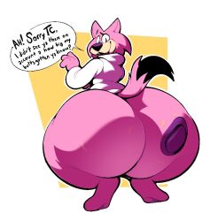 1boy anthro big_ass big_butt boot_(artist) choo-choo_(top_cat) english_text feline femboy huge_ass huge_butt male male_only pink_fur tagme tail top_cat_(series) twitter_link