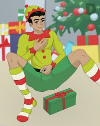 american_dragon:_jake_long black_eyes black_hair christmas clothing davey_devil gay greggy_(american_dragon) looking_at_viewer male male_only yaoi