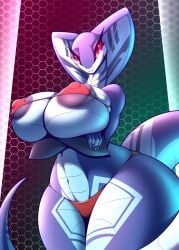 2019 anthro big_breasts bikini breasts female female_focus female_only huge_breasts nipples original original_character r-mk red_eyes selara_(himynameisnobody) snake thick_thighs thighs wide_hips